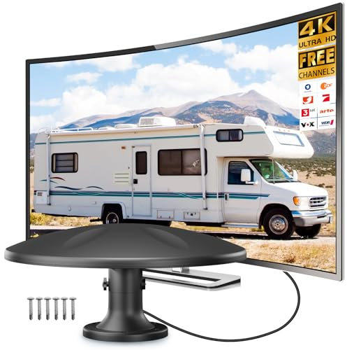 DVBT2 Antenne, zimmerantenne DVB-T & DVB-T2 Antennen mit Verstärker, Großer Reichweite und 360° Empfang, Zimmerantenne für Fernseher mit Starkem Magnetfuß, Geeignet für 4K 1080p & Alle TV-Geräte