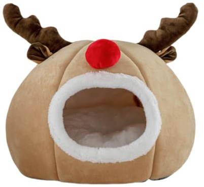 Niche pour Chat de Noël - Niche Chaude pour Animaux de Compagnie, Grotte pour Chats de Noël | Lit pour Chien, pour Chats d'intérieur Lavable, lit pour Chat Semi-fermé pour Chiots et