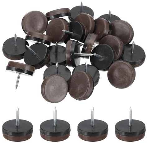 PATIKIL Lot de 24 glissières de chaise de 3 cm de diamètre, à clouer sur les pieds de meubles en bois, pieds de table, tapis et bois dur, marron