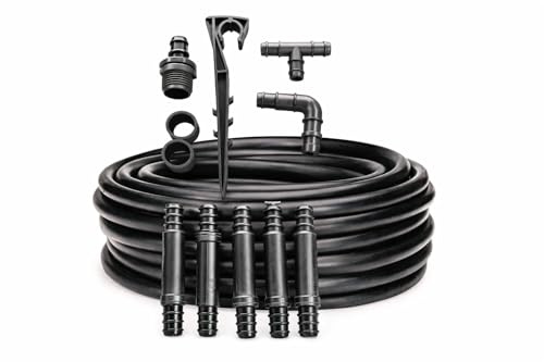 Kit Irrigazione a Goccia per Vasi, Siepi e Alberi, 50 Gocciolatori 2,5 lt/h, Tubo 16mm 50 Metri, Polietilene, con Picchetti e Raccordi