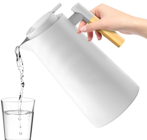 Brocca isolata: contenitore per acqua calda da 1000 ml, rivestimento in vetro, termico, a prova di perdita, per bevande | dispenser di tè e caffè durevole per cucina, casa, via