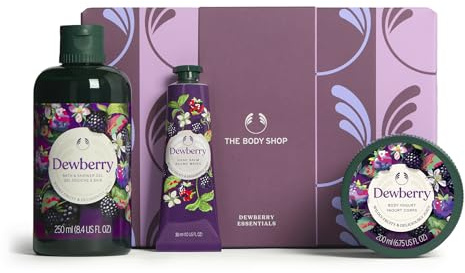 Dewberry Essentials Gift Set, 3-Piece Body Care (Worth £29.5) | Shower Gel 250ml, Body Yogurt 200ml and Hand Balm 30ml, Fruity Floral Body Care Set, Skincare Gift Pack, by The Body Shop