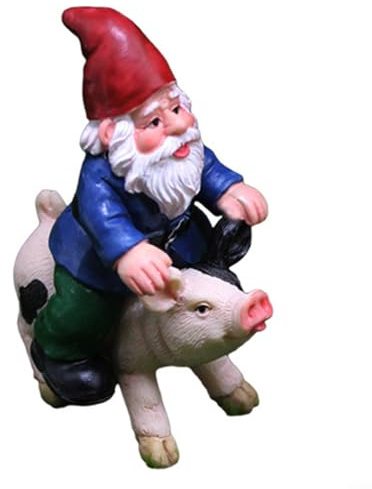 MoSundi Resin Gnome and Dwarf Figurines for Fairy Garden Landscape Decor, Cute Moss Ornaments with Vibrant Colors for Home Terrarium Display, Orange(Men)