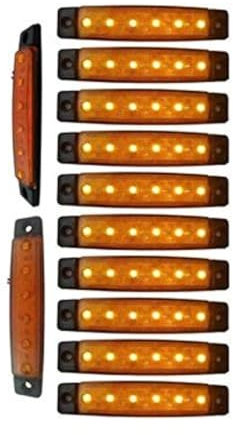 GSRECY 10 pcs 3.8 6 LED Side Led Marker Trailer marker lights for trucks, Marker light amber, Rear side marker light, Truck cab marker lights, RV marker light (Yellow)