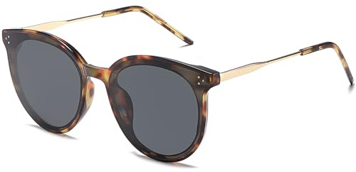 SOJOS Classic Trendy Round Sunglasses Womens Mens Oversized Large Shades UV400 Vacation Sunnies SJ2068, Dark Tortoise/Grey