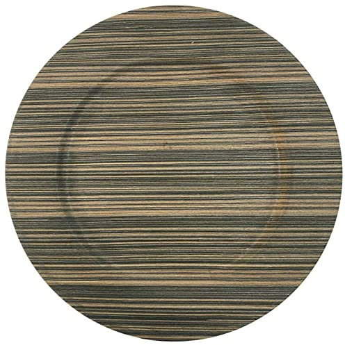 Juego de 4 platos de carga con efecto de madera, 33 cm, redondos, grandes, diseño de madera