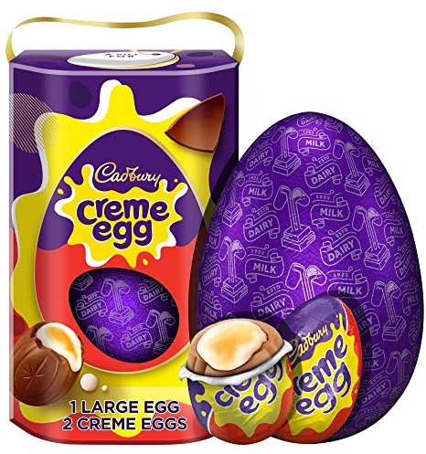 Cadbury Dairy Milk Crème Egg Large Chocolate Easter Egg, Includes 2 Cadbury Crème Eggs, 235 g (Pack of 1)