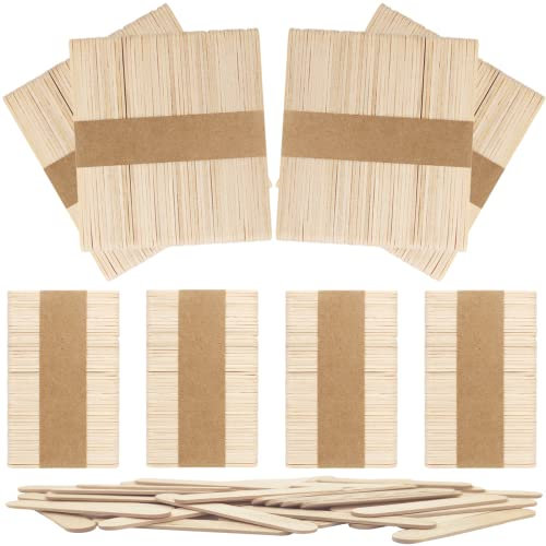 OWLKELA 400 Stück Eisstiele Holz, Eisstiele, Kombination aus Zwei Größen, Jeweils 200 Stück – 114 mm x 9 mm x 2 mm, 64 mm x 9 mm x 2 mm, Birke, Grundfarbe – Holzeisstiele, DIY
