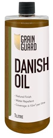 GRAIN GUARD Danish Oil | 1 Litre | Enhances Natural Beauty of Wooden Surfaces | Seals & Protects with Satin Finish | Water Repellent | Use On Oak, Pine & More