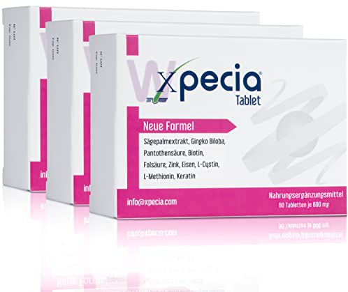 Xpecia DHT-blockerare med biotin och sågpalmextrakt – mot håravfall för kvinnor – ginko-rot, hår vitaminer, sågpalm – påskynda hårväxten – efterbehandling hårtransplantationer