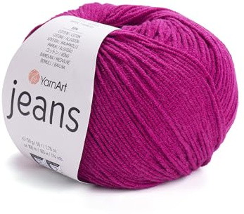 YarnArt, Jeans Sport Yarn, Hilo de algodón suave 55 % algodón, 45 % acrílico, para tejer y hacer amigurumis, 1 madeja/ovillo, 50 g, 160 m, Color 91