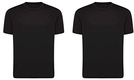 Orbiz - Confezione da 2 di biancheria intima termica per bambini unisex, maglietta a maniche corte calda per ragazze e ragazzi, Nero , 5-6 Years