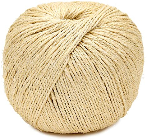 Spago Sisal naturale 3 mm ± 385 m in gomitolo 2 kg corda da giardino, fai da te, imballaggio, fai da te, naturale