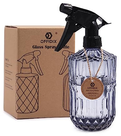 OFFIDIX Pflanzennebel, Handdruck-Sprühflasche mit feiner Nebel, 0,43 l Glas-Sprühflasche mit verstellbarer Düse für Innen- und Außenbereich, Gartenarbeit oder Hausreinigung (grau)