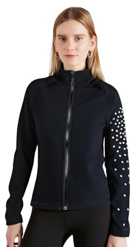 LIUHUO Giacca da allenamento per pattinaggio artistico da ragazza, elegante top ventilato, nero, Small