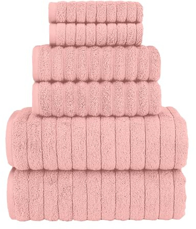Elegant Comfort Juego de 6 Toallas de baño de Pana de algodón Turco 100% acanaladas, Tacto Premium, Secado rápido, Altamente absorbentes, Contiene 2 Toallas de baño, 2 Toallas de Mano y 2 paños,