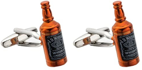 Gemelos de whisky para hombre, gemelos de botella de whisky, gemelos de botella de vino, camisa de botella marrón, gemelos de esmoquin, gemelos vintage punk rock, REGULAR, Acero inoxidable, No es una