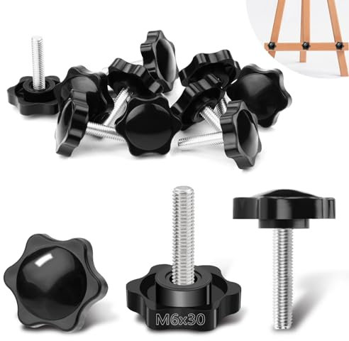 Ziamzra Lot de 20 vis moletées M6 x 30 mm avec poignée étoile DIN912 Vis étoile M6 pour machine-outils, machine-appareils, machine à tourner, instrument