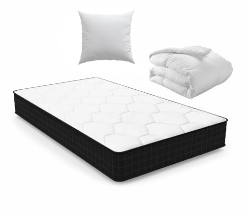 Luxirest Matelas 90x190,Ensemble Matelas et Couette et Oreiller,1 Personne, 15cm Épaisseur