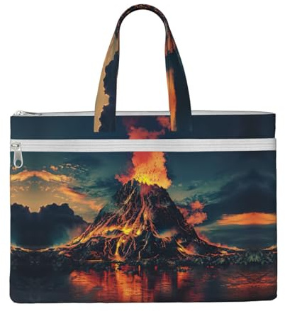 SDEGTHO Volcano Zippered Document Bag With Handle For Carrying Paper Files Books Filing Folder