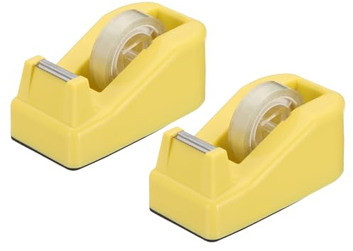 PATIKIL 2 Pezzi Distributore Di Nastro Per Scrivania, Piccolo Distributore Di Nastro Carino Portanastro Da Tavolo Per Ufficio, Giallo