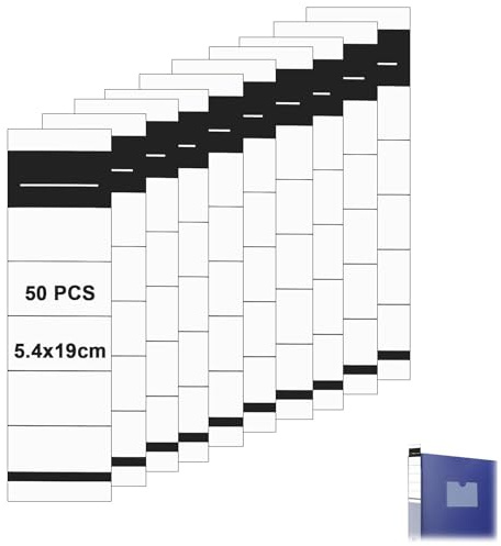 Fonyiunce 50 Piezas Etiquetas Autoadhesivas, 5.4 * 19cm, Etiquetas Autoadhesivas para Archivadores, Etiquetas Recambio de Etiqueta Adhesiva, para Lomo de Carpetas Ancho