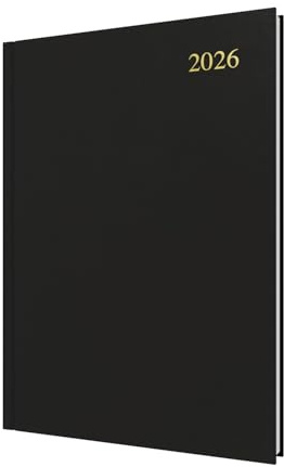Collins - Essential - 2026 12 Month Calendar Year Planner, Day-To-Page Diary, A4 Hard Cover - Black (ESSA41.99-26)