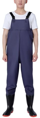 ENEN Wathose mit Stiefel für Herren und Damen Wasserdicht, Neopren Wathose mit Füsslingen PVC Angelhose mit Verstellbarer Riemen Anglerhose rutschfest Gr 36-47 (7522-Blau,38)
