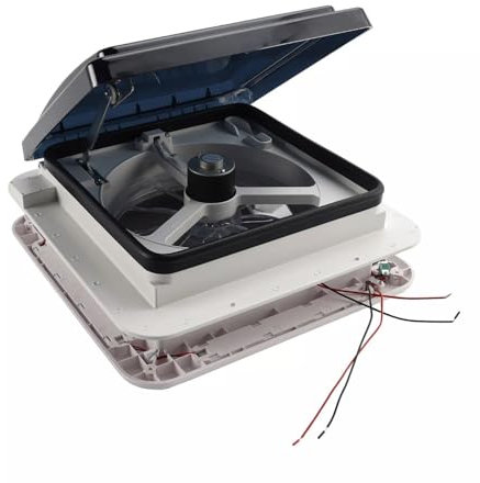 UKETO Extractor de Aire para Autocaravana y Camper con Iluminación LED y Mosquitera, Ventilación Silenciosa y Fácil Instalación(36cm/14.17in)