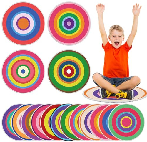 Tinideya 12 Pcs Kids Carpet Circle Seats for Class 16 Inch Round Classroom Rug Floor Cushions Soft First Day of School Educational Mat Non Slip Back to School Learning Playing Areas(Vivid)