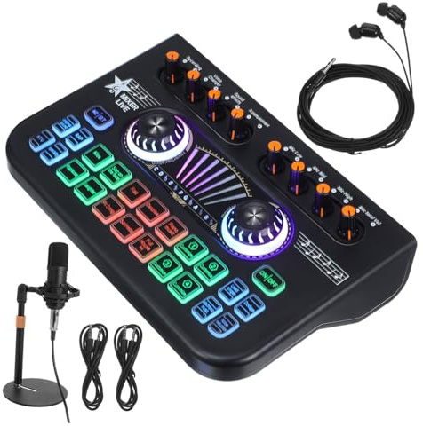 DOITOOL Sound Card Mixer Microfono per Streaming Live e Registrazione Musicale a Casa, Kit Audio Professionale Bassa Latenza e Qualità del Suono