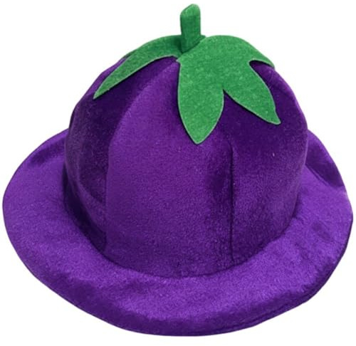 HiyyFloy Chapeau D'aubergine Drôle, Chapeau De Seau, Casquette De Fête Fantaisie, Chapeau De Légume pour Accessoires De Costume De Fête De Noël d'halloween