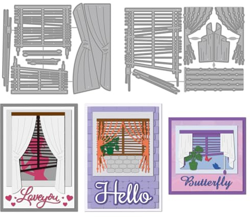 MAYJOYDIY Window Theme Metal Cutting Dies Window Curtains Die Cuts Stencils Home Blinds Embossing Template Dies for DIY Paper Craft Card Making Scrapbooking Album Decor