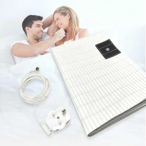 Swetfela Grounding Bed Sheet, Grounding Mat Earthing UK, Grounding Mat with 10% Silver Fiber & 90% Organic Cotton, Natural Wellness and Healthy Earth Energy (99×203cm)