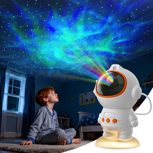 Fokky Proiettore Astronauta stellato, Luce notturna a LED per bambini con 9 modalità cielo stellato e funzione di luce notturna con proiezione stellata, telecomando, proiettore galassia