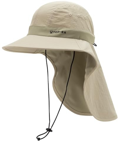 TOP-EX Solhatt män med nackskydd – UV-skydd 50+ vandringshatt med kylningsteknik, brett brätte och vikbar, safari fiskarhatt för utomhusbruk, fiske och trädgård (storlek M-XXL)