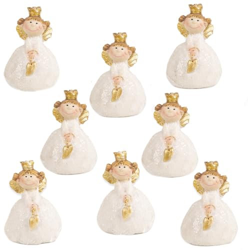 Logbuch-Verlag 8 kleine goldene Engel Figuren Mini Schutzengel Glücksbringer Weihnachten kleines Geschenk 3,5 cm mit Herz