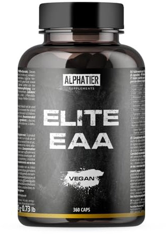 Alphatier EAA Capsule - 360 Mega Caps 750mg - vegano ad alto Dosaggio - 8 Aminoacidi essenziali - Capsula proteica EAAs senza Additivi - Integratore di Amminoacidi