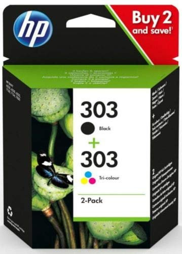 Original HP 303 Combo Pack 1x HP 303 Schwarz und 1x HP 303 Color für HP ENVY Photo 6200 All-in-One Druckerserie, HP ENVY Photo 6230 All-in-One Drucker, HP ENVY Photo 7100 All-in-One Drucker