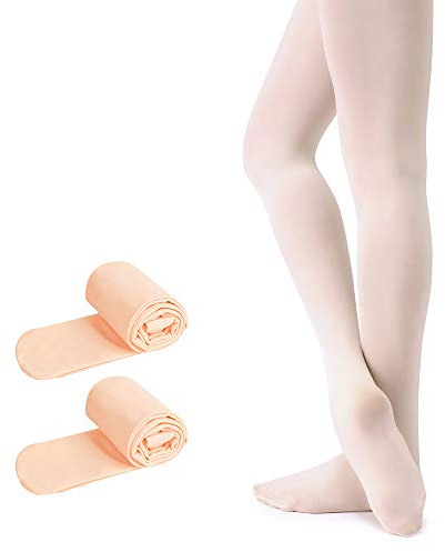 Soudittur Medias de Ballet Danza Para Niñas y Mujer 90 DEN en Rosa 2 Pares, M (125-140 cm)