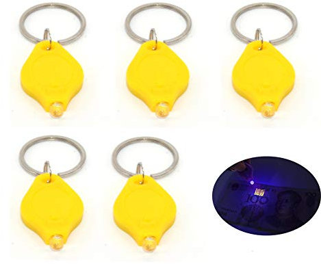 2/5 Pack Mini LED Flashlight UV Money Checker Keychain Key Ring Light Torch LED Money Detector Light, 7 Colors