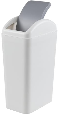 Dehouse 3 Gallon Trash Can with Swing-Top Lid, Plastic Swing-Top Trash Can (Grey)