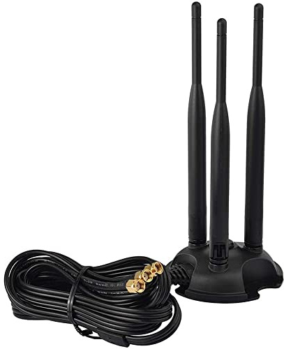L13DS WiFi antenn 2,4 G 5,8 G 3 m WLAN-antenn 3 x 6 dBi RP-SMA adapter kabel MIMO antenn kompatibel med ASUS TP-Link magnetstativ