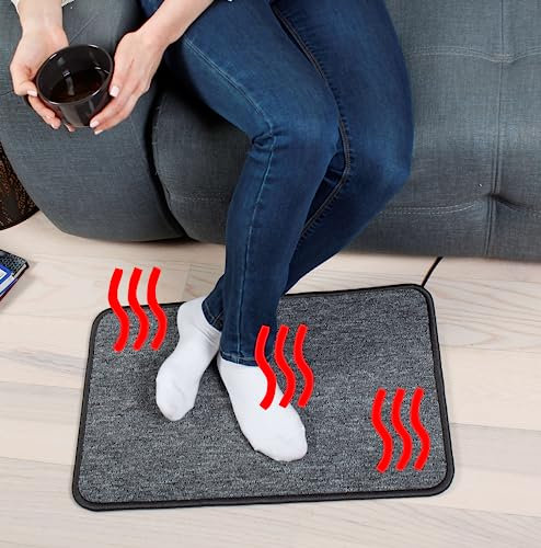 Ryxon Tapis chauffant électrique 60 x 40 cm, 50 W, chauffage des pieds, chauffe-pieds, chauffage de bureau, sèche-chaussures, paillasson, chaleur agréable jusqu'à 40 °C, durable, peu encombrant pour