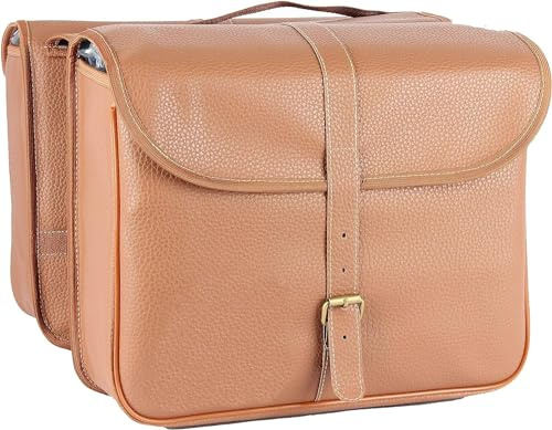 MADICKS Coppia Borse Doppie Posteriori Per Portapacchi | Cartella Bicicletta - Vinilpelle Vintage Pelle Cuoio - Universale - Olanda - Citybike Passeggio Marrone Borselli Laterali