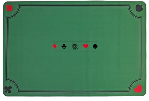 MGM GAMES - Tapis De Jeu - Jeu De Cartes - 140352 - Vert - Antidérapant - 2 à 6 Joueurs - Cartes à Jouer - Jeux de Société - Confortable - Belote - Poker - Tarot - Contrée - 60 cm x 40 cm