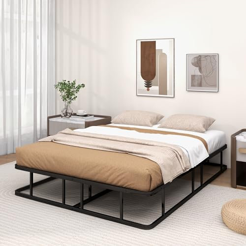 COSTWAY Double/King Size Bed Frame, 4FT6/5FT Metal Platform Bed Frame with Underbed Storage, Steel Slats Support Bedstead Base Mattress Foundation, No Box Spring Needed (Black, 5FT King)