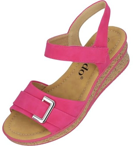 Palado Keilsandalen Damen Vemlu - modische Sandaletten mit Absatz - Elegante Sandalen für Frauen - bequeme Sommerschuhe Pink UK6 - EU39
