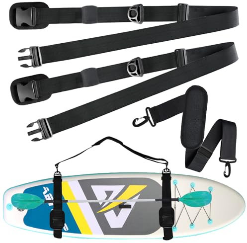 WOUMON Sangle Transport Paddle, Sup Bandoulière Réglable, Sangle D'épaule pour Kayak, Longboard, Planche de Surf, Paddleboard, Canoë (Noir)