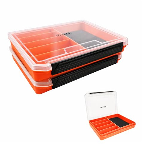 Aventik Fishing Tackle Box Slit Foam Case Jig Box Head Hooks Spinners Spoons Storage Tackle Tray (Orange-3502lure box)